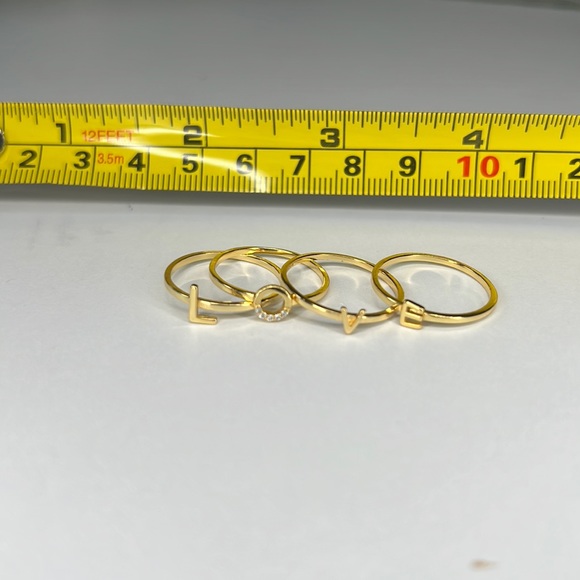 Adornia 14k on Sterling Silver with 0.03 ct tw Diamond Love Ring Stack - Picture 3 of 3